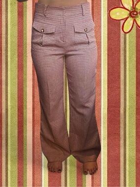 Indie Alt Forever 21 Flared Bootcut red, black, white checkered plaid Trousers